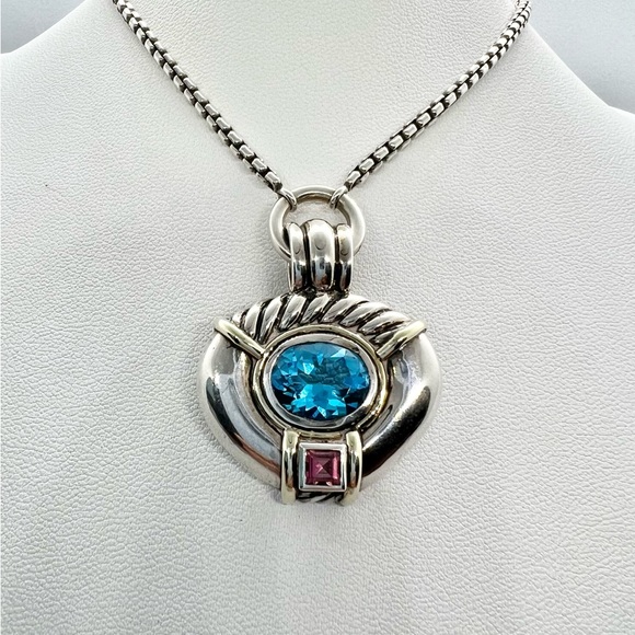 David Yurman Topaz and Tourmaline Enhancer Pendant - Picture 1 of 15